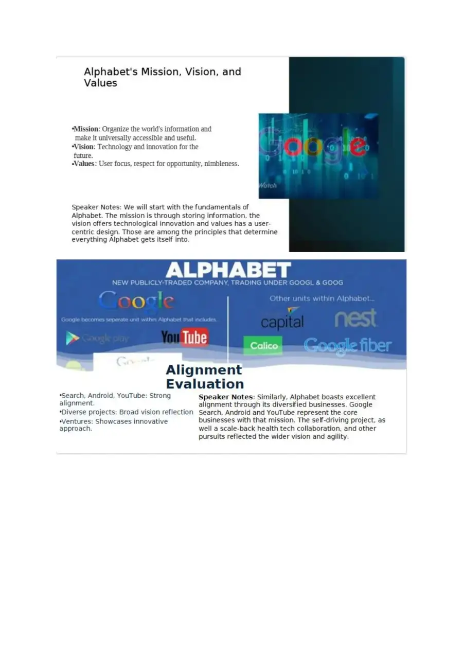 Evaluation of Alphabet's Mission, Vision, and 8-29, page 2