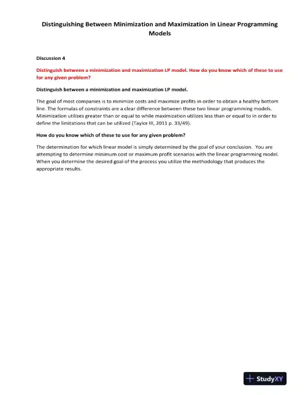 Distinguishing Between Minimization and Maximization in Linear Programming Models - Page 1 preview image