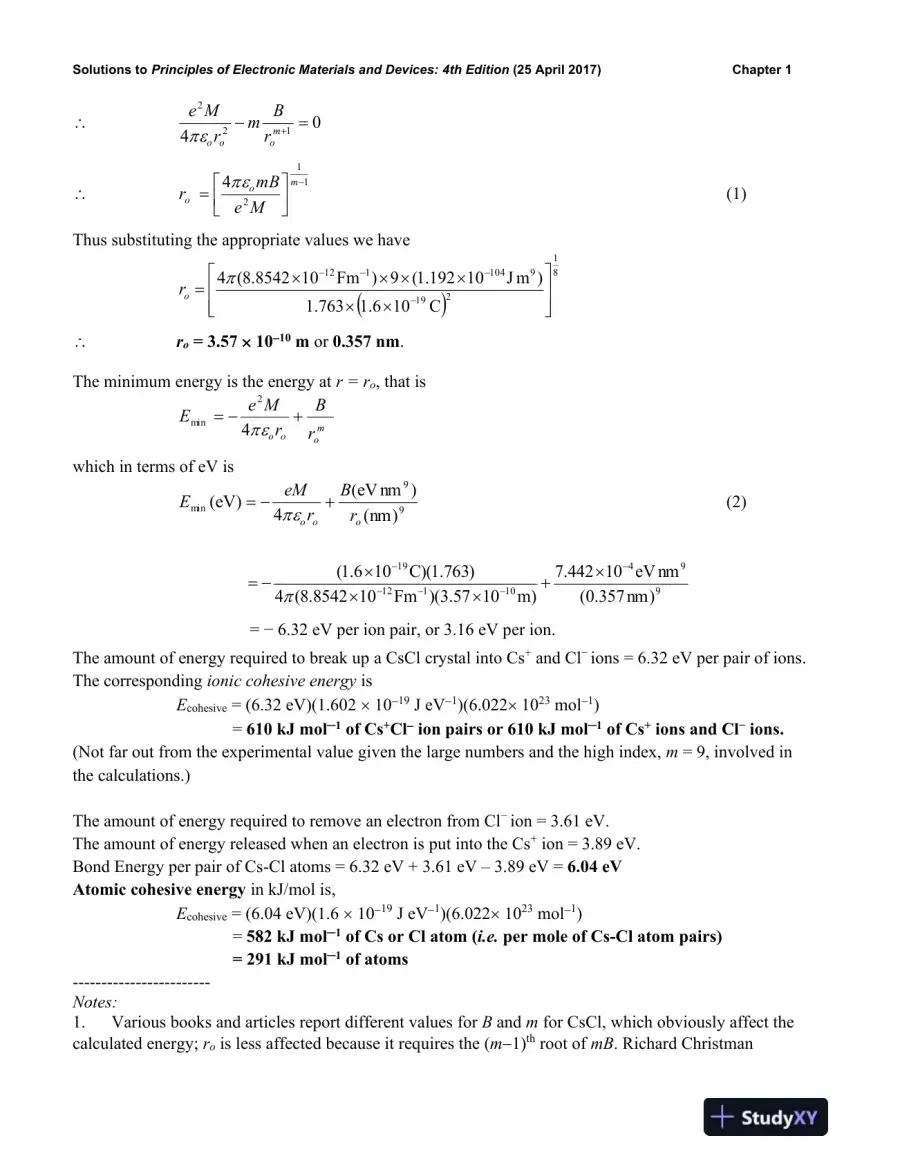 Solution Manual for Principles Of Electronic Materials And Devices, 4th Edition, page 13