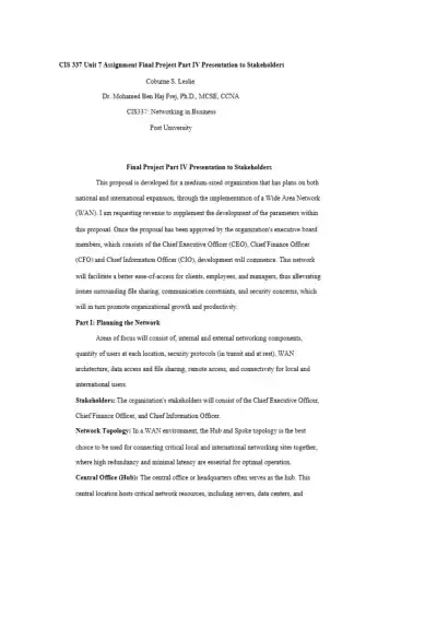 CIS 337 Unit 7 Assignment Final Project Part IV Pr - Page 1 preview image