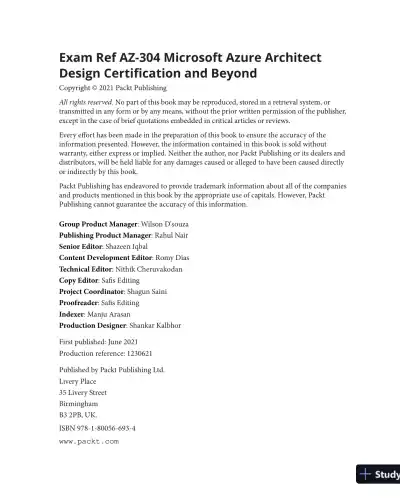 Exam Ref AZ-304 Microsoft Azure Architect Design Certification and Beyond (2021) - Page 4 preview image