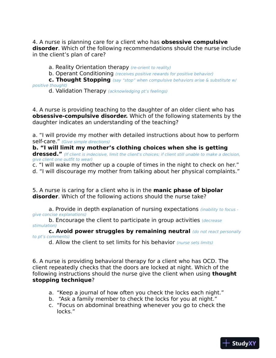 2019 ATI Mental Health Proctored Exam with Answers (71 Solved Questions), page 3