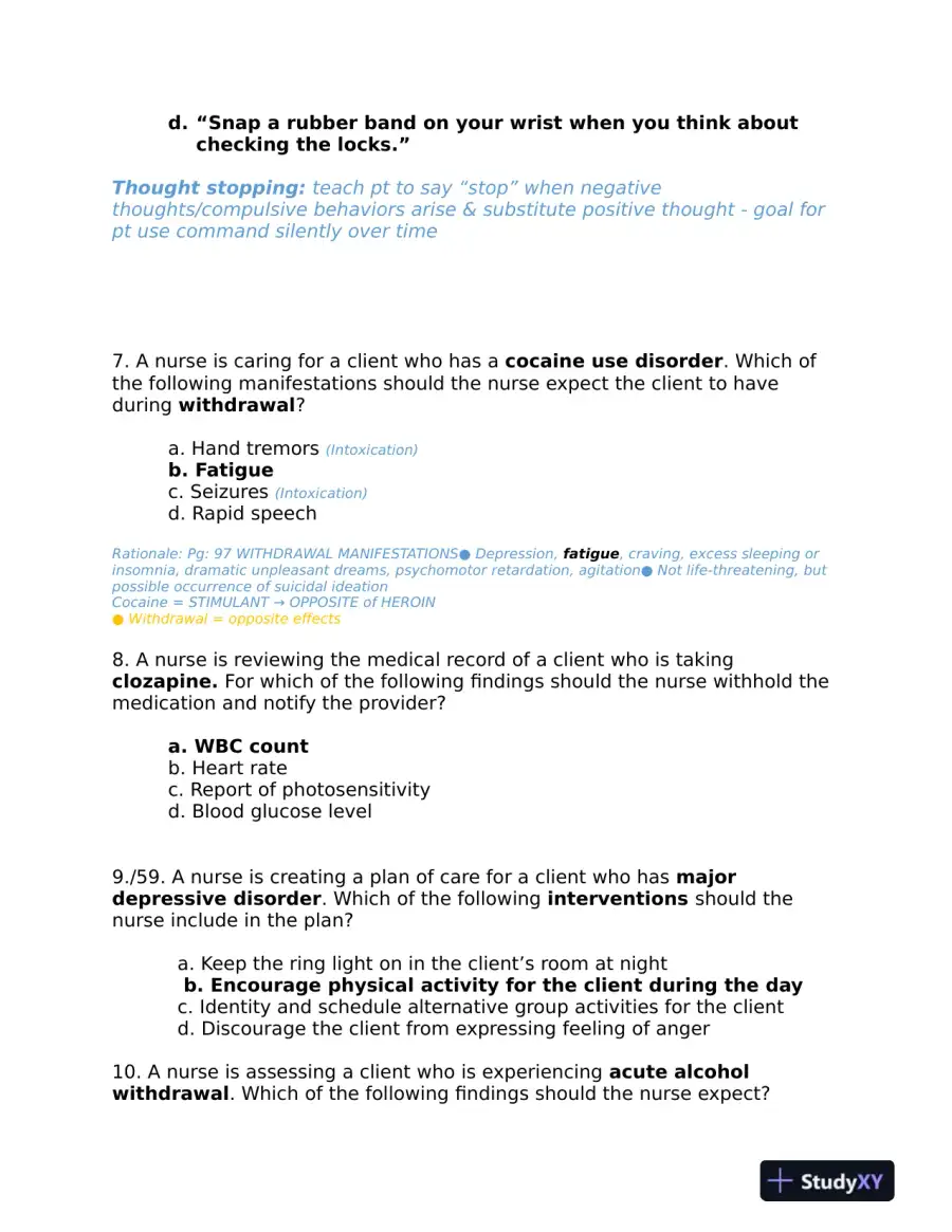 2019 ATI Mental Health Proctored Exam with Answers (71 Solved Questions), page 4