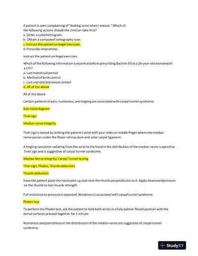 NR511 Clinical Analysis Final Exam With Answers (190 Solved Questions) - Page 10 preview image