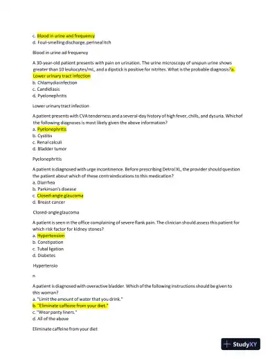 NR511 Clinical Analysis Final Exam With Answers (190 Solved Questions) - Page 3 preview image