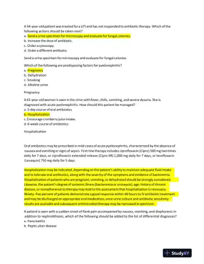 NR511 Clinical Analysis Final Exam With Answers (190 Solved Questions) - Page 4 preview image
