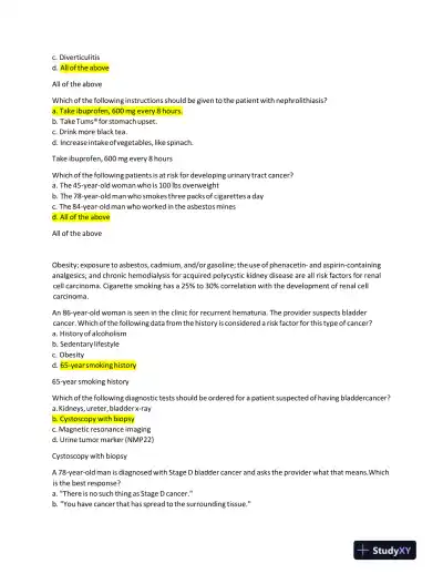 NR511 Clinical Analysis Final Exam With Answers (190 Solved Questions) - Page 5 preview image