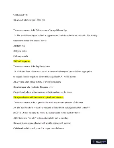 HESI RN Healthcare Exit Exam With Answers (160 Solved Questions) - Page 10 preview image