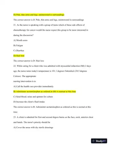 HESI RN Healthcare Exit Exam With Answers (160 Solved Questions) - Page 11 preview image