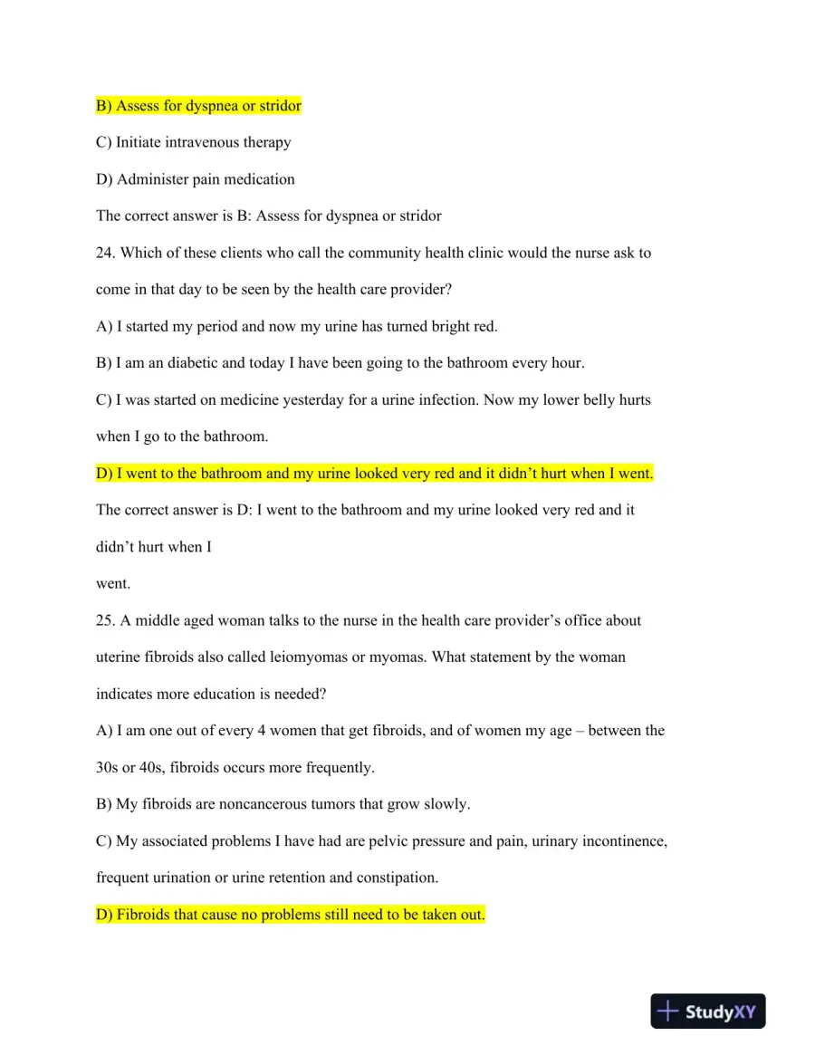 HESI RN Healthcare Exit Exam With Answers (160 Solved Questions), page 12