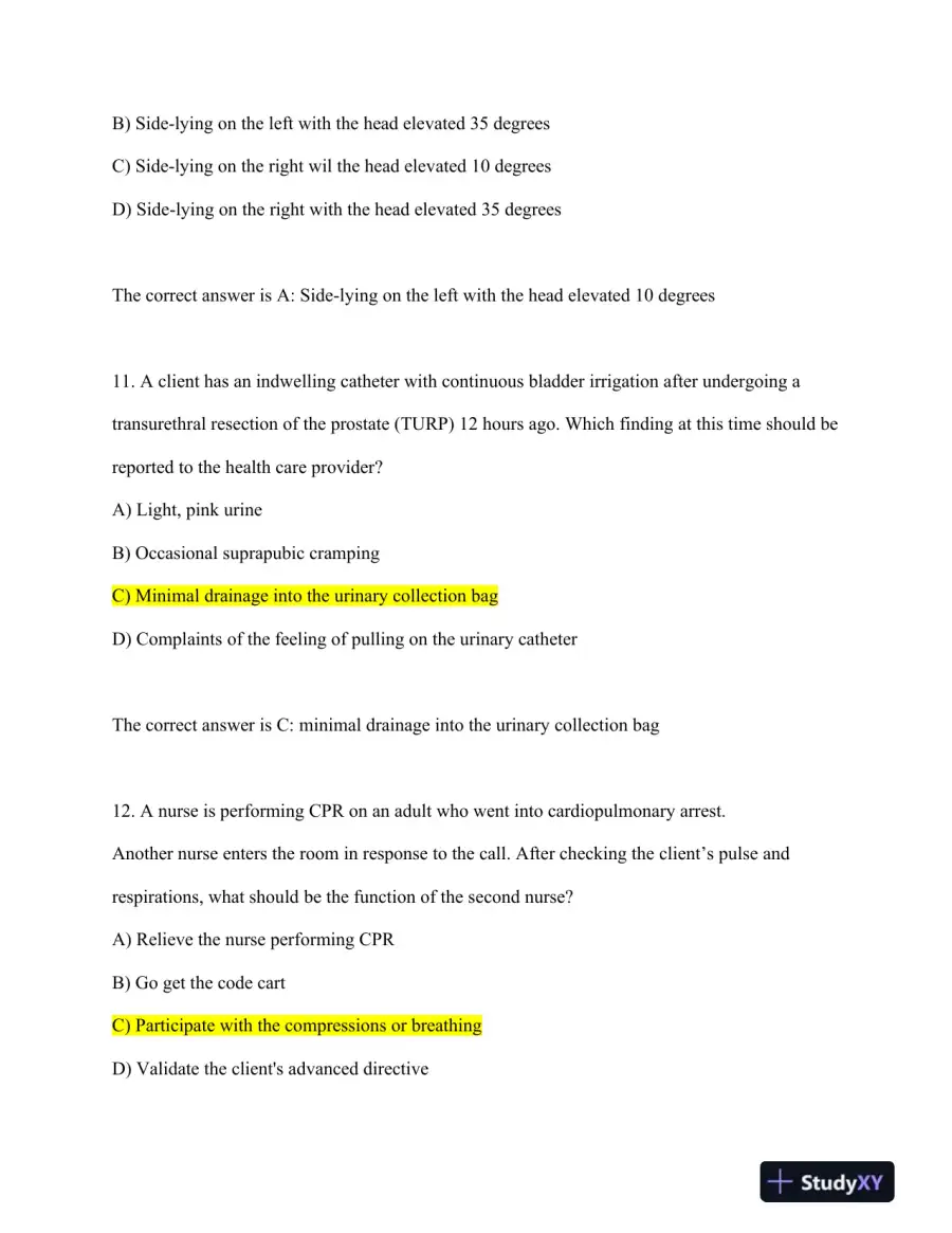 HESI RN Healthcare Exit Exam With Answers (160 Solved Questions), page 7