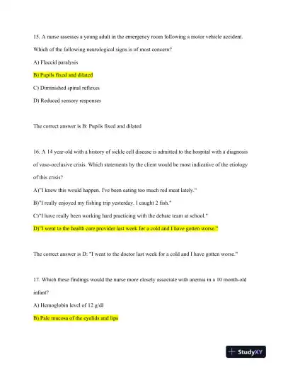 HESI RN Healthcare Exit Exam With Answers (160 Solved Questions) - Page 9 preview image