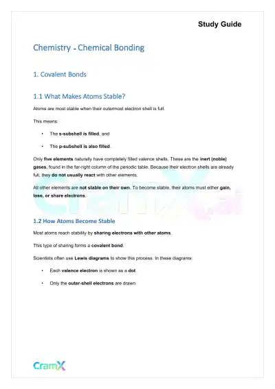 Chemistry - Chemical Bonding - Page 1 preview image