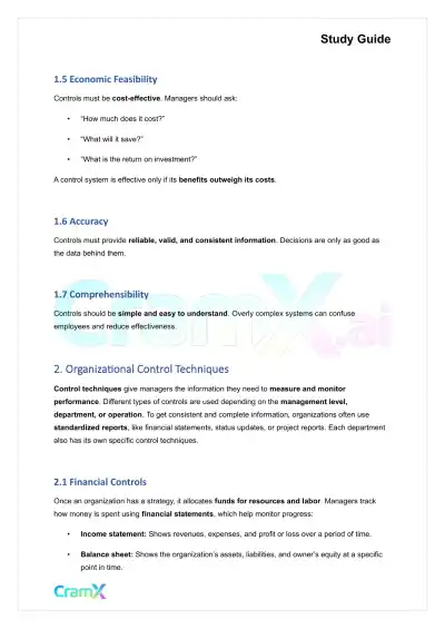 Principles of Management - Control The Linking Function - Page 2 preview image