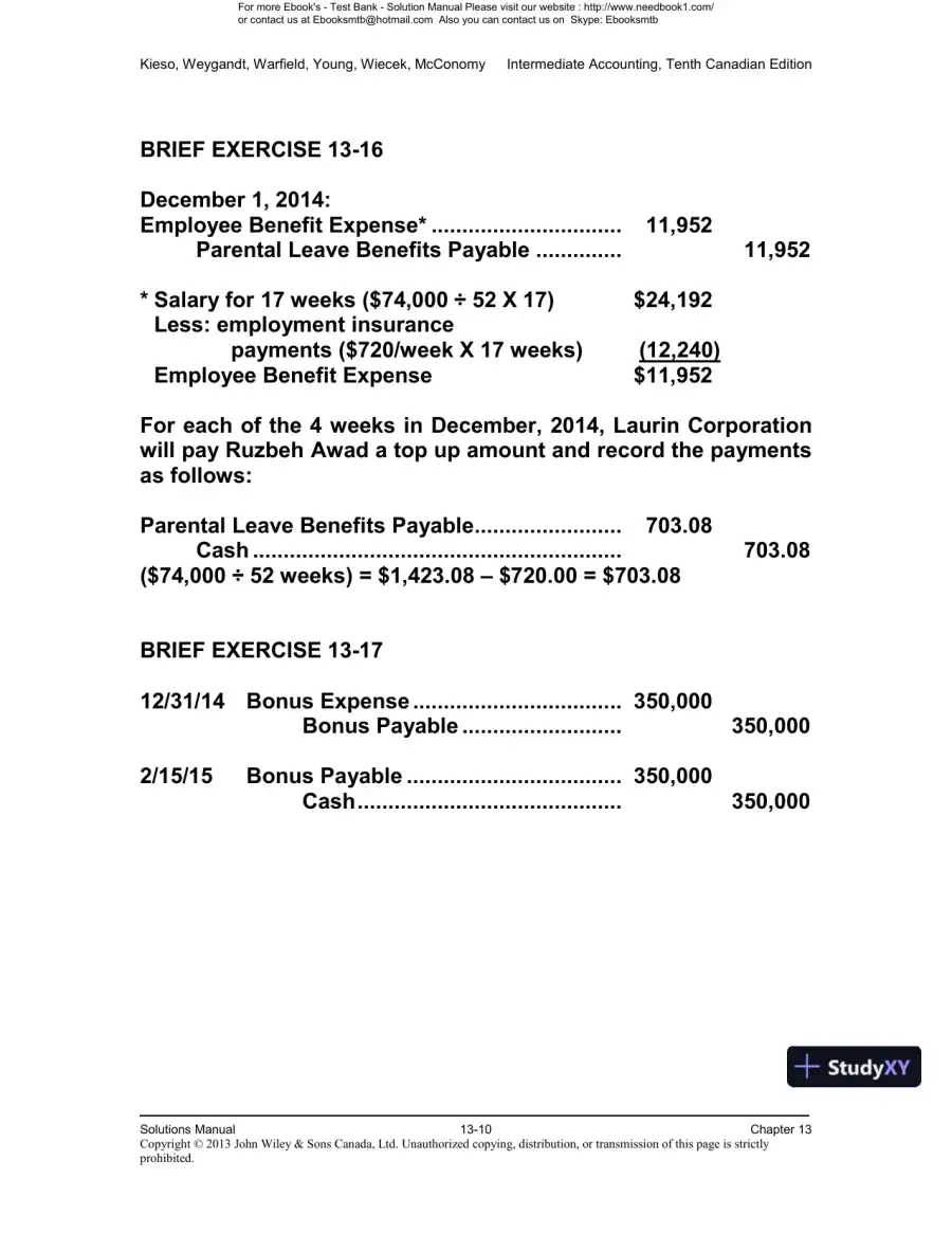 Intermediate Accounting, Volume 2, 10th Canadian Edition Solution Manual, page 11