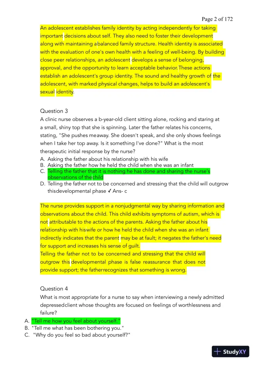 HESI Computerized Adaptive Testing Test Bank With Answers (424 Solved Questions), page 3
