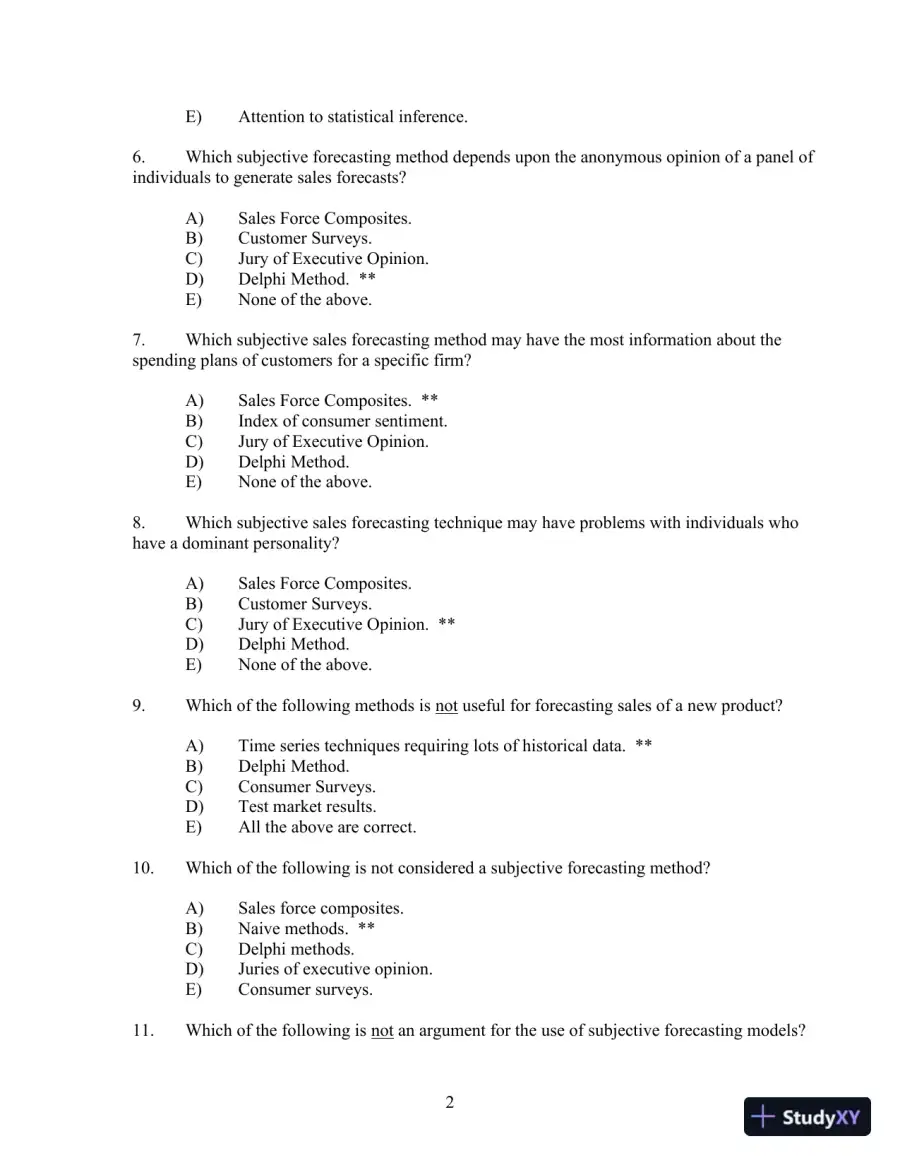 Business Forecasting with Business forecastX 6th Edition Test Bank, page 3