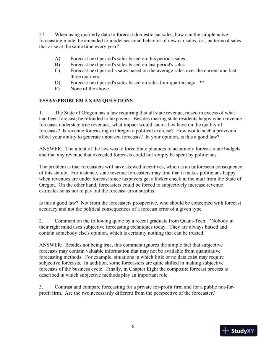 Business Forecasting with Business forecastX 6th Edition Test Bank, page 7