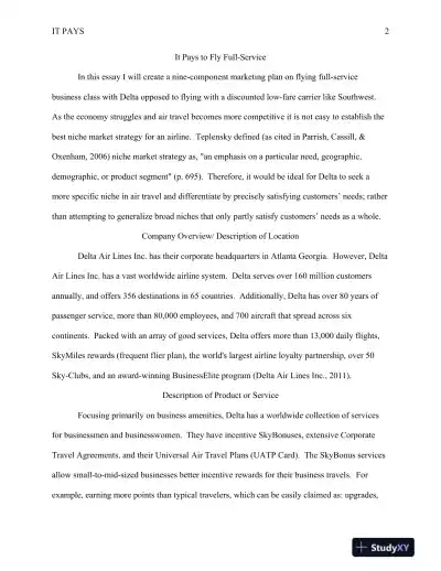 BUS 620 Managerial Marketing It Pays to Fly Full-Service - Page 3 preview image
