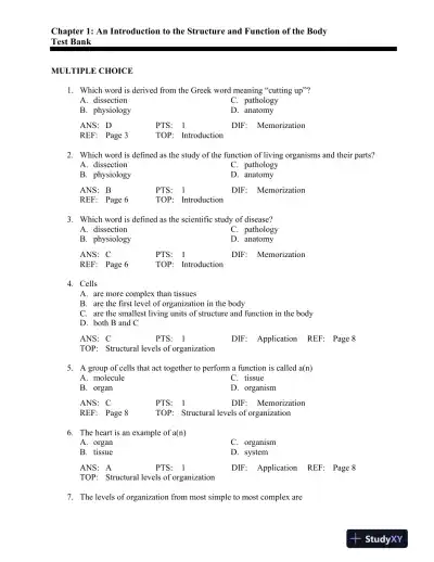 The Human Body in Health and Disease 6th Edition Test Bank - Page 1 preview image