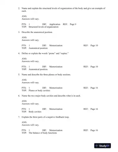 The Human Body in Health and Disease 6th Edition Test Bank - Page 15 preview image
