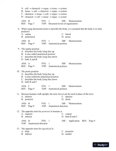 The Human Body in Health and Disease 6th Edition Test Bank - Page 3 preview image