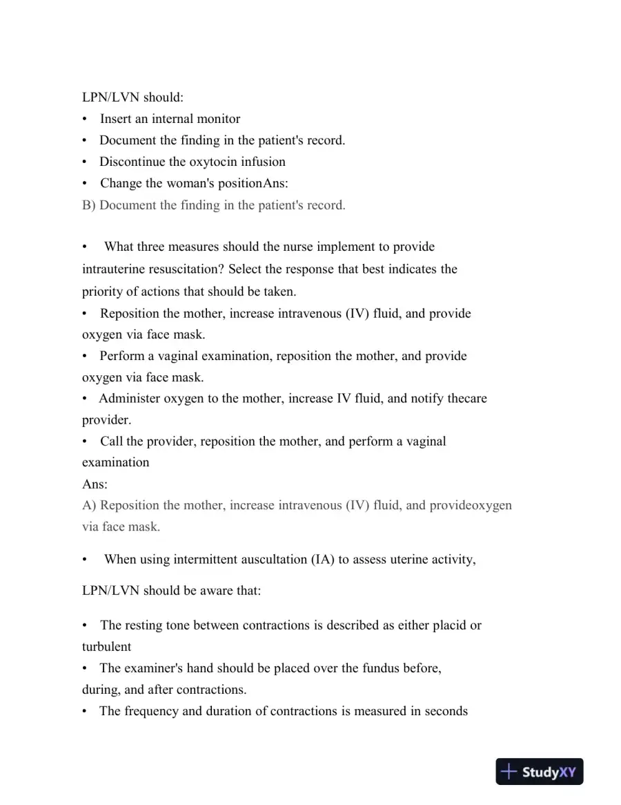 2023-2024 HESI Maternity OB Exit Exam Version 1 With Answers (100 Solved Questions), page 6
