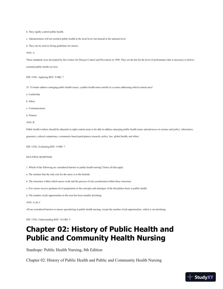 Test Bank For Public Health Nursing - Revised Reprint: Population-Centered Health Care In The Community, 8th Edition, page 12