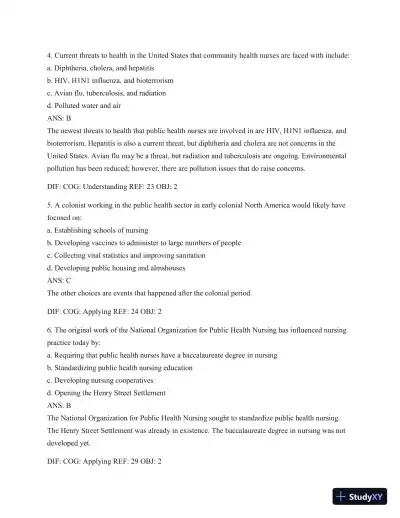 Test Bank For Public Health Nursing - Revised Reprint: Population-Centered Health Care In The Community, 8th Edition - Page 14 preview image