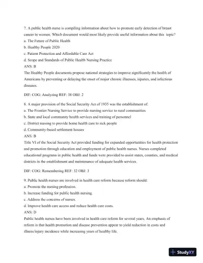 Test Bank For Public Health Nursing - Revised Reprint: Population-Centered Health Care In The Community, 8th Edition - Page 15 preview image