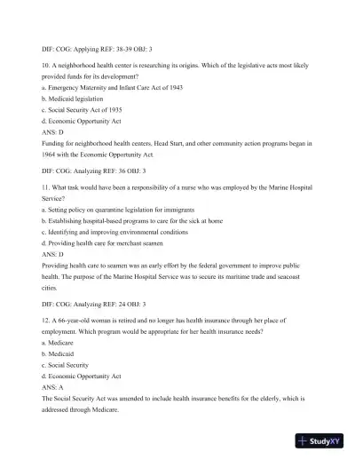 Test Bank For Public Health Nursing - Revised Reprint: Population-Centered Health Care In The Community, 8th Edition - Page 16 preview image