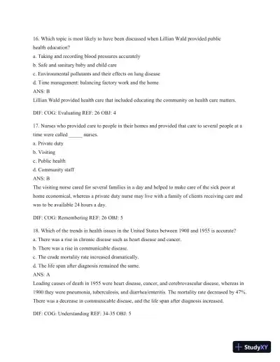 Test Bank For Public Health Nursing - Revised Reprint: Population-Centered Health Care In The Community, 8th Edition - Page 18 preview image