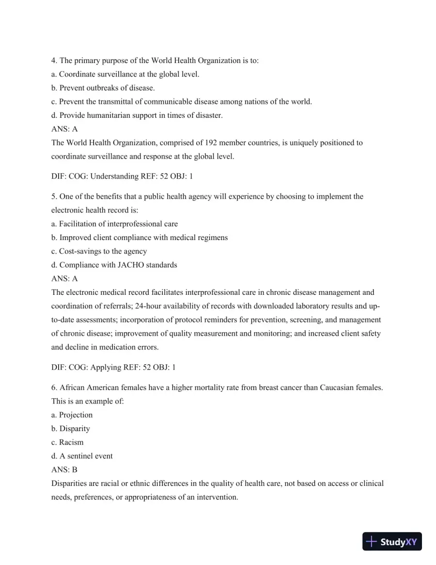 Test Bank For Public Health Nursing - Revised Reprint: Population-Centered Health Care In The Community, 8th Edition, page 24