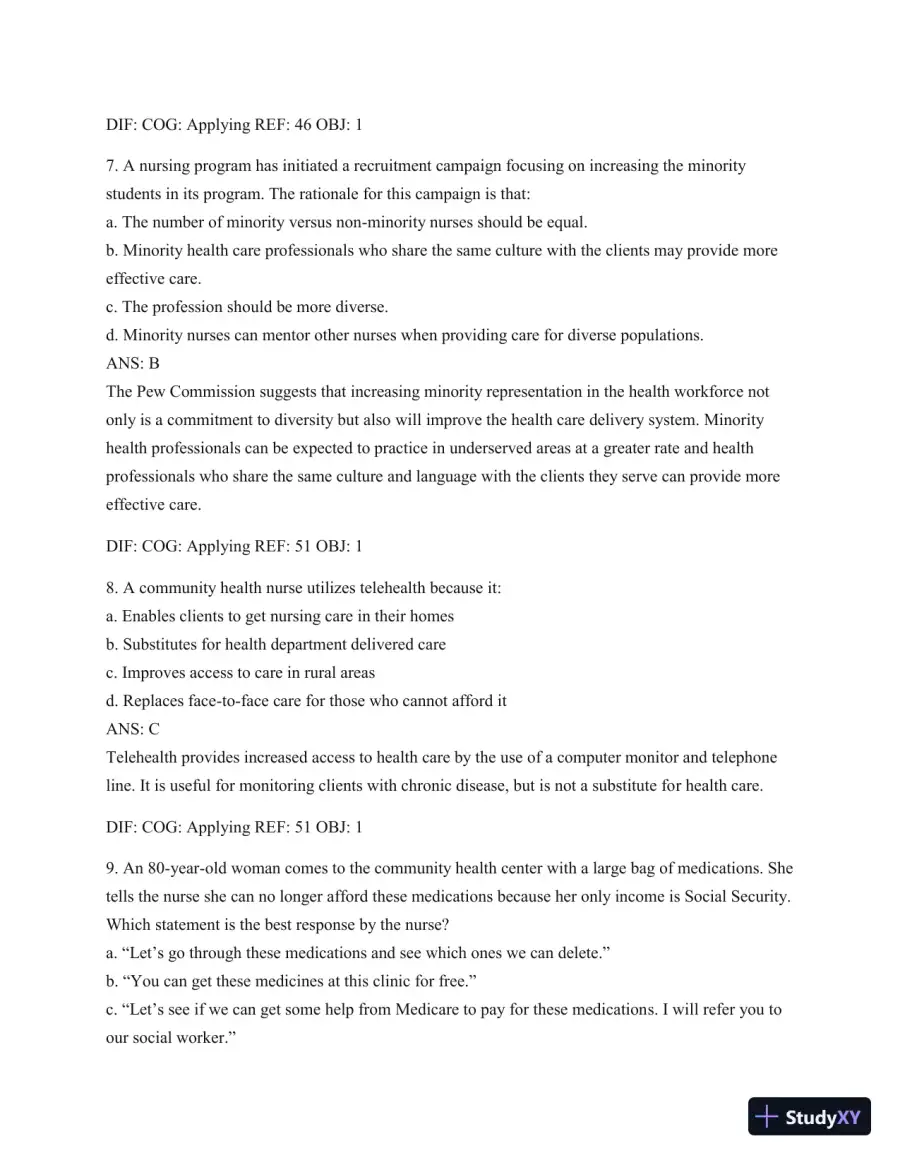 Test Bank For Public Health Nursing - Revised Reprint: Population-Centered Health Care In The Community, 8th Edition, page 25