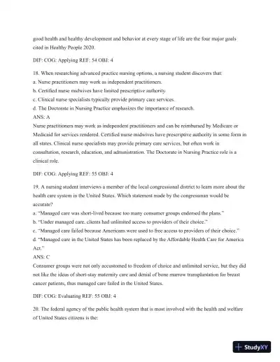 Test Bank For Public Health Nursing - Revised Reprint: Population-Centered Health Care In The Community, 8th Edition - Page 29 preview image
