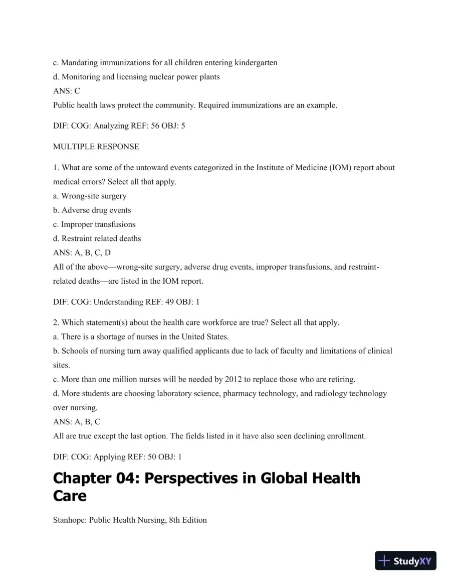 Test Bank For Public Health Nursing - Revised Reprint: Population-Centered Health Care In The Community, 8th Edition, page 31