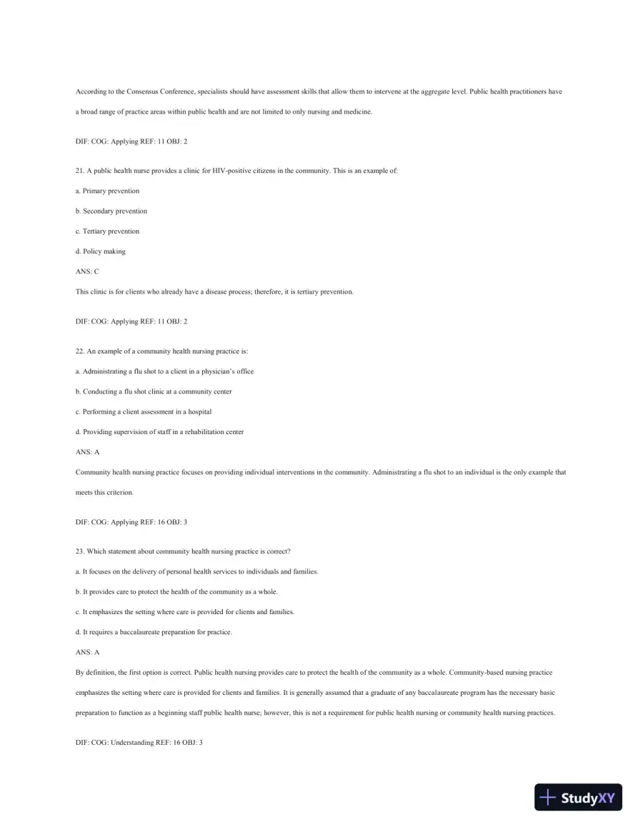 Test Bank For Public Health Nursing - Revised Reprint: Population-Centered Health Care In The Community, 8th Edition, page 8