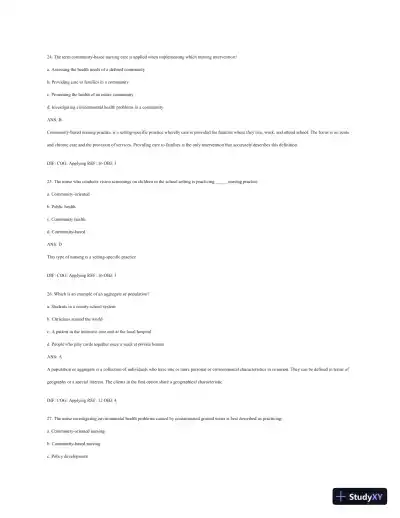Test Bank For Public Health Nursing - Revised Reprint: Population-Centered Health Care In The Community, 8th Edition - Page 9 preview image
