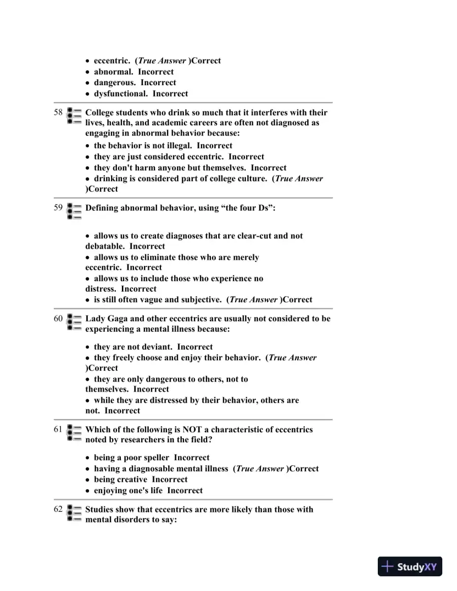 Abnormal Psychology Eighth Edition Test Bank, page 11