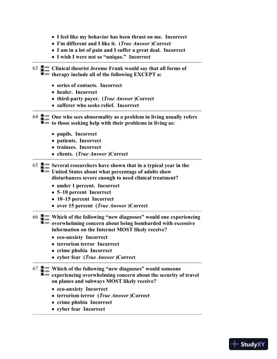 Abnormal Psychology Eighth Edition Test Bank, page 12