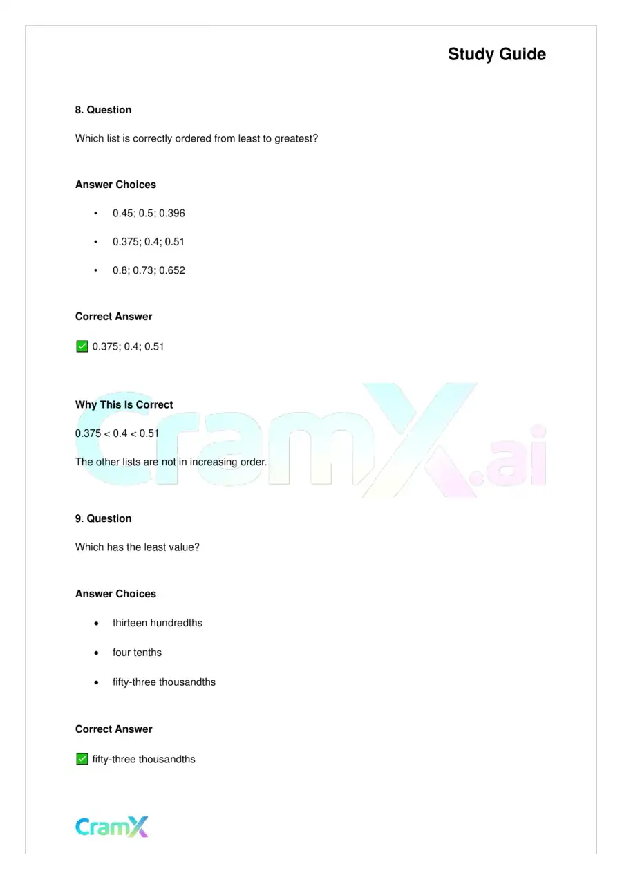 Basic Math and Pre-Algebra - Decimals, page 10