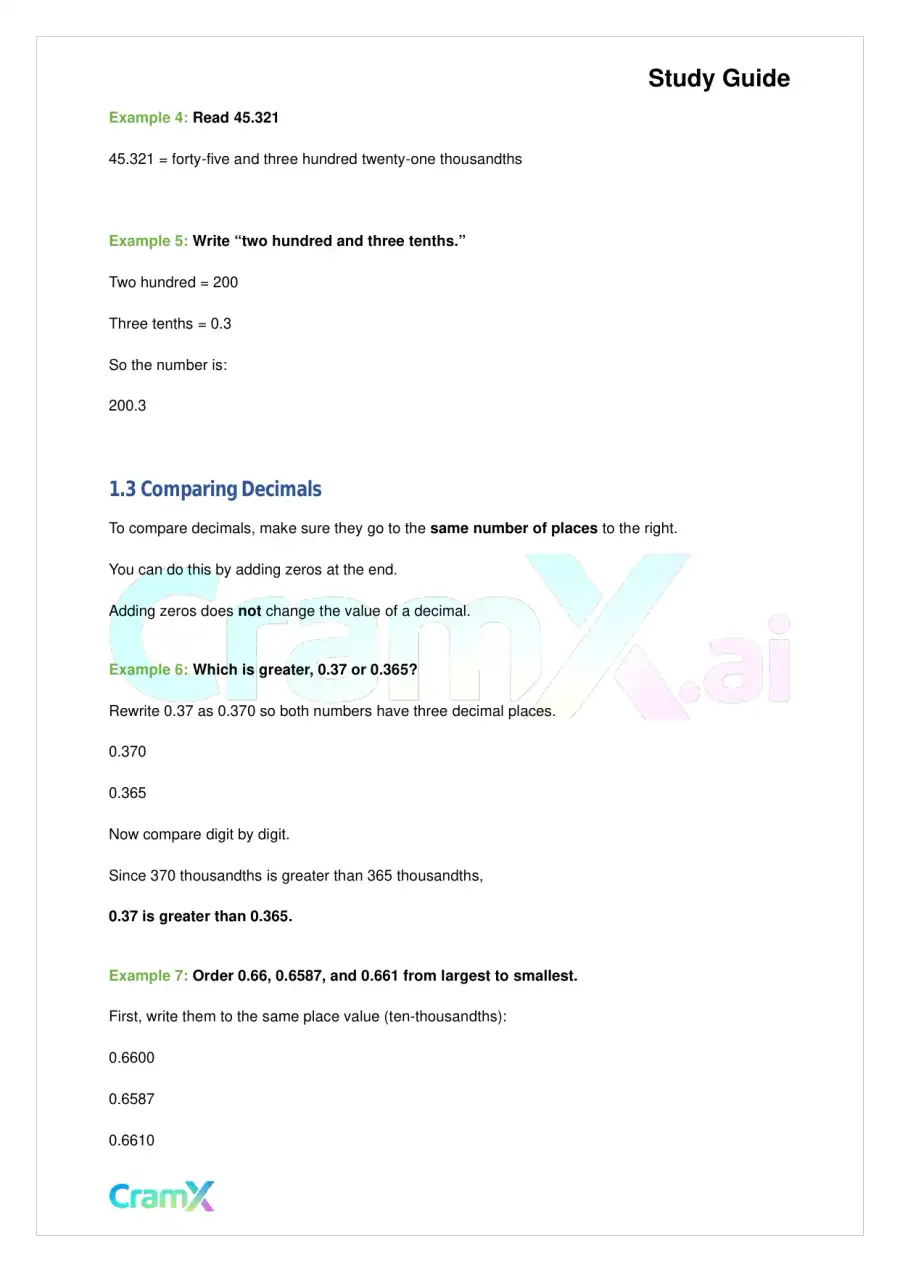 Basic Math and Pre-Algebra - Decimals, page 3