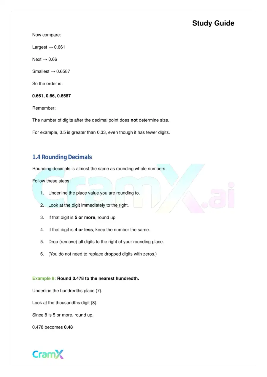 Basic Math and Pre-Algebra - Decimals, page 4