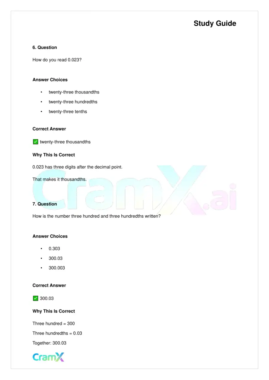 Basic Math and Pre-Algebra - Decimals, page 9