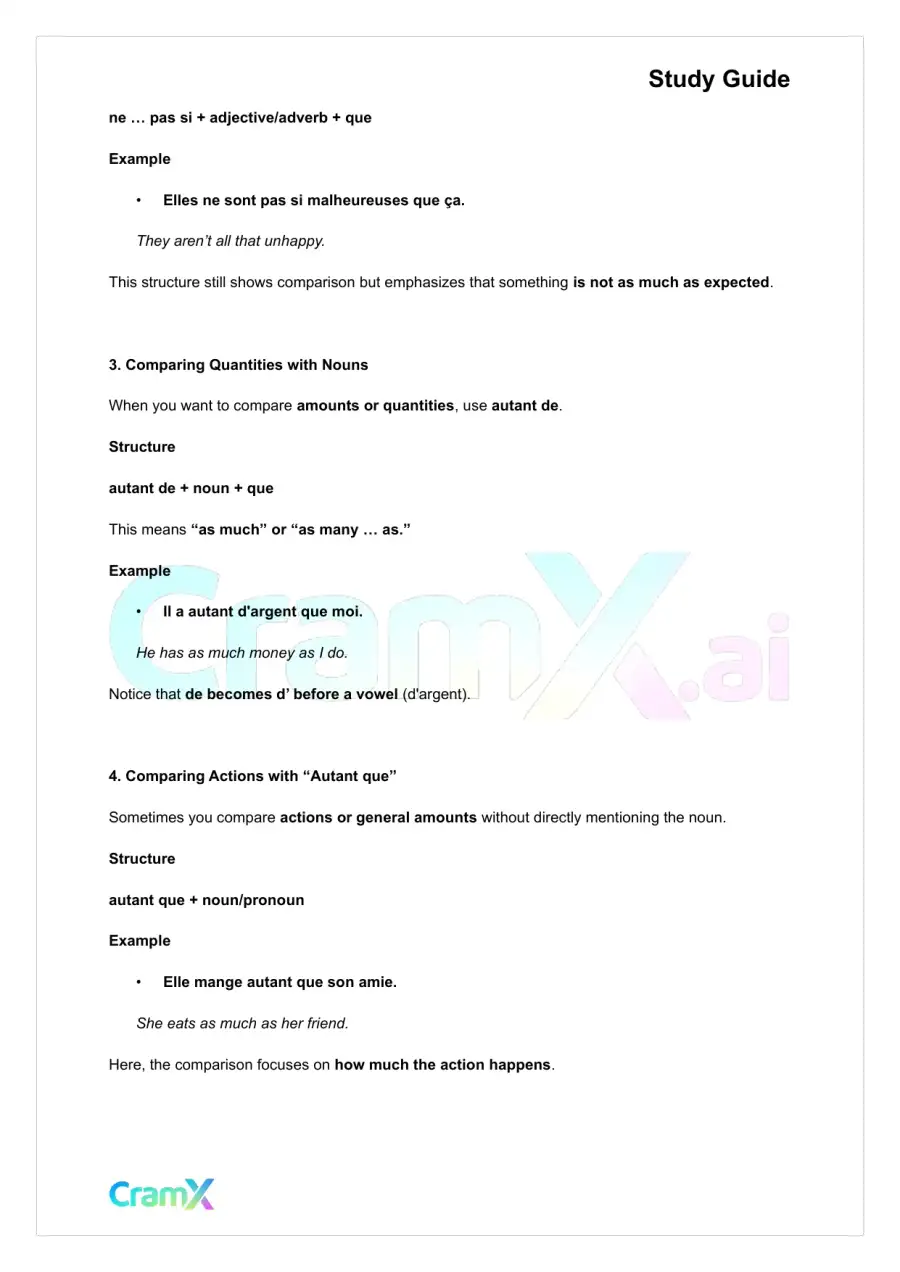 French I - Comparisons, page 2