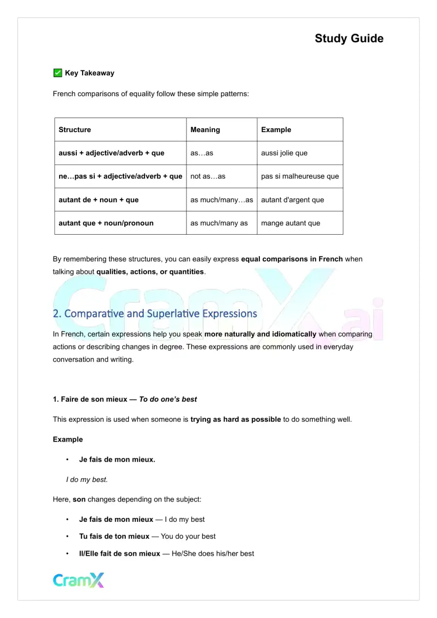 French I - Comparisons, page 3