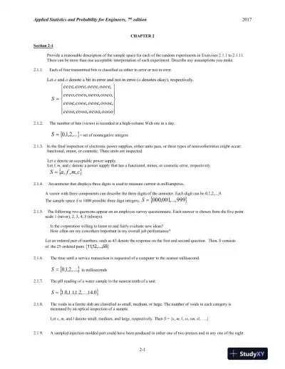Solution Manual for Applied Statistics and Probability for Engineers, 7th Edition - Page 1 preview image