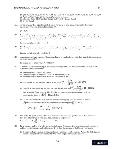 Solution Manual for Applied Statistics and Probability for Engineers, 7th Edition - Page 11 preview image