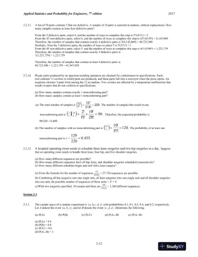 Solution Manual for Applied Statistics and Probability for Engineers, 7th Edition - Page 13 preview image