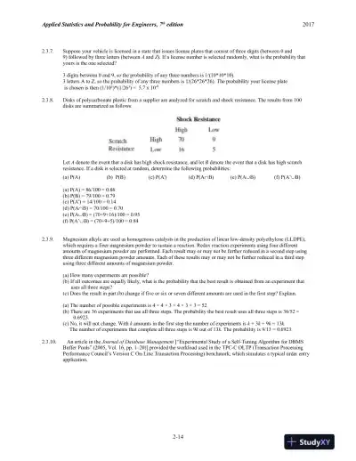 Solution Manual for Applied Statistics and Probability for Engineers, 7th Edition - Page 15 preview image